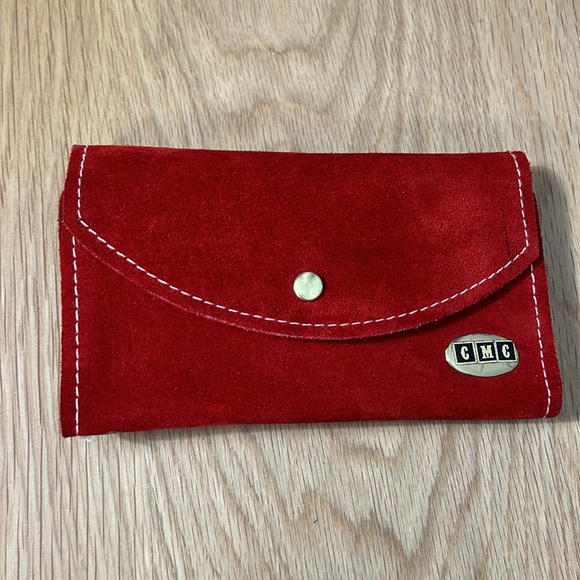 Vintage Red Orange Suede Wallet - Picture 2 of 15